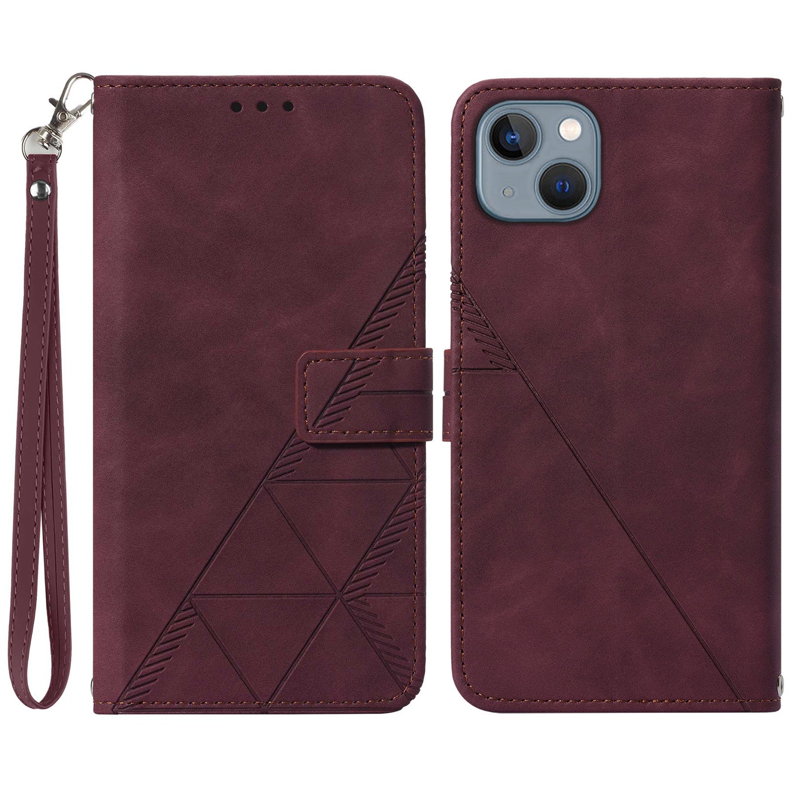 YB Imprinting Series-1 for iPhone 15 Plus Leather Wallet Stand Phone Case Imprinted Shell with Hand Strap YB Imprinting Series-1 for iPhone 15 Plus Leather Wallet Stand Phone Case Imprinted Shell with Hand Strap